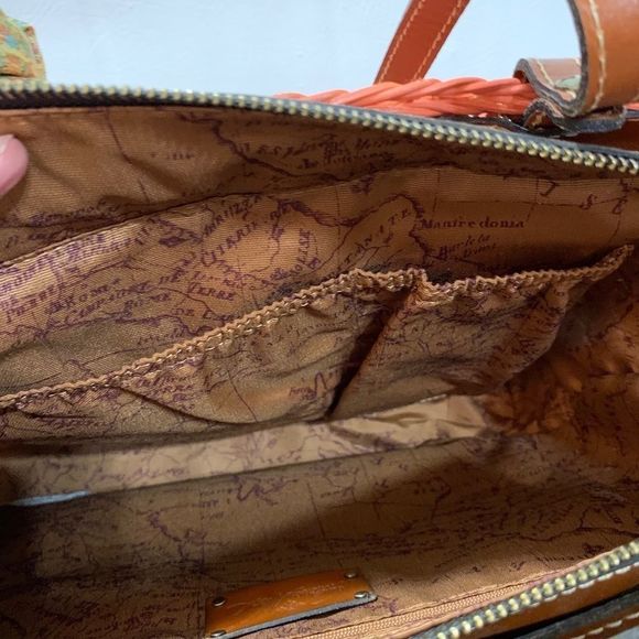 Patricia Nash Woven Straw & Leather Bag With Scarf - Picture 9 of 12